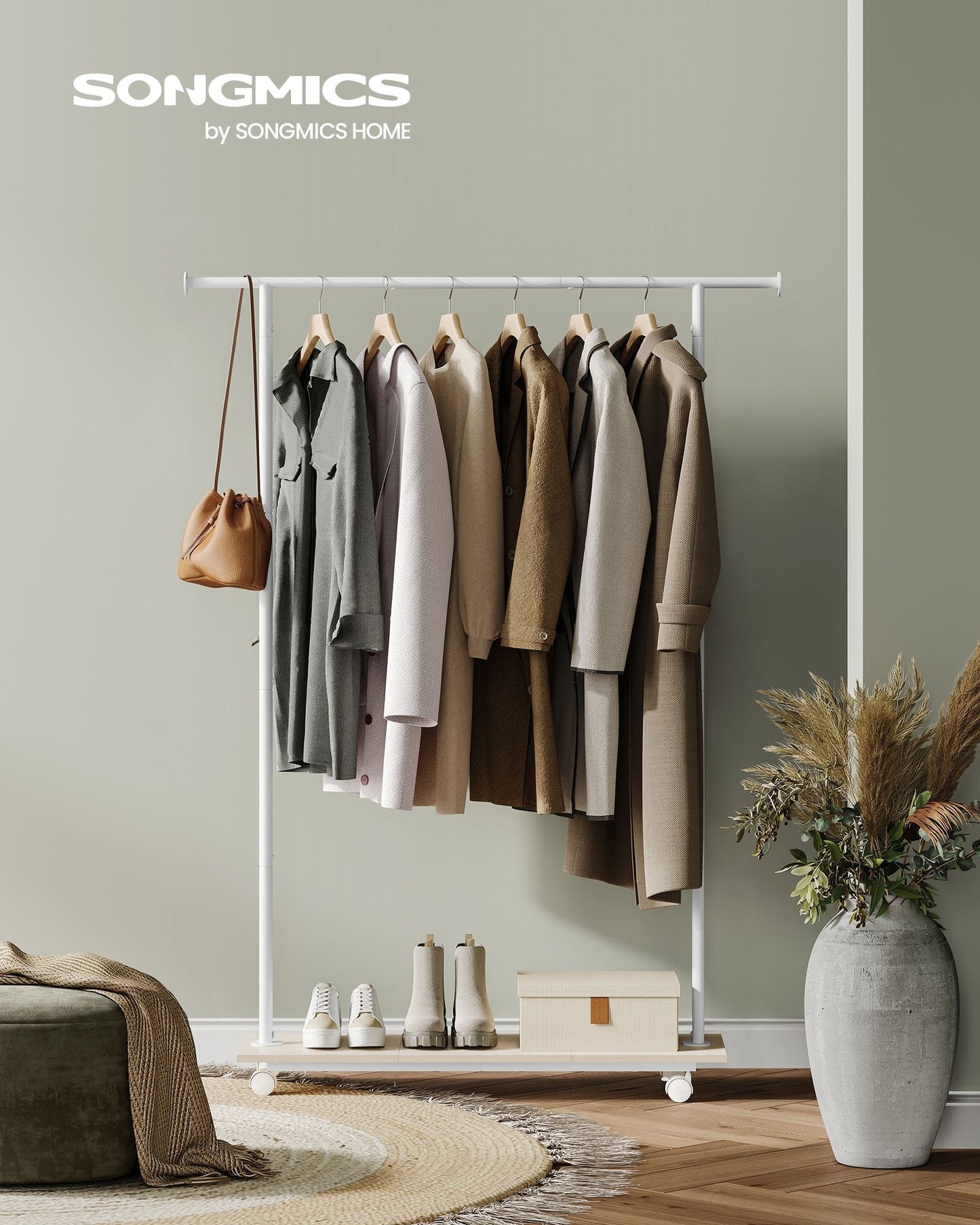 Double-Rod Clothes Rack with Wheels