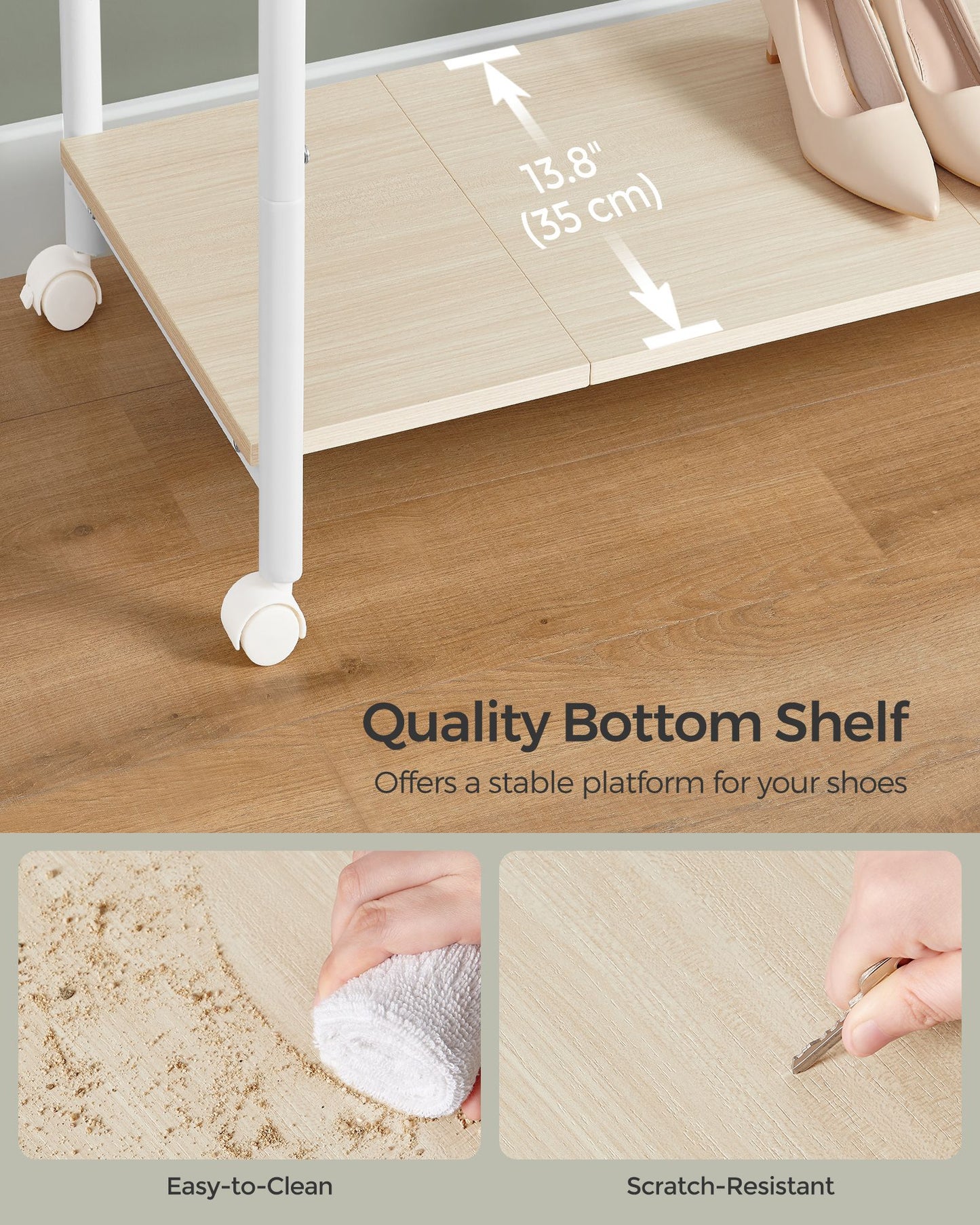 Double-Rod Clothes Rack with Wheels