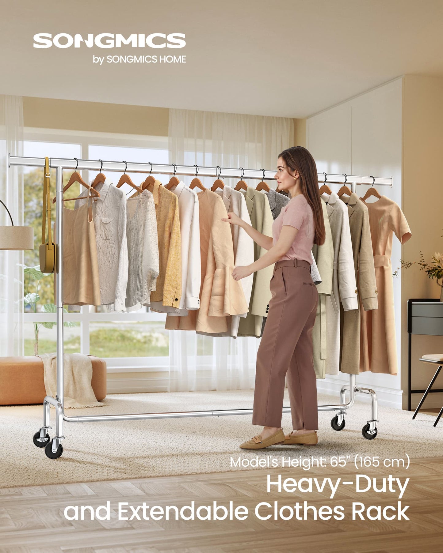 Heavy-Duty Garment Rack with Extendable Hanging Rod