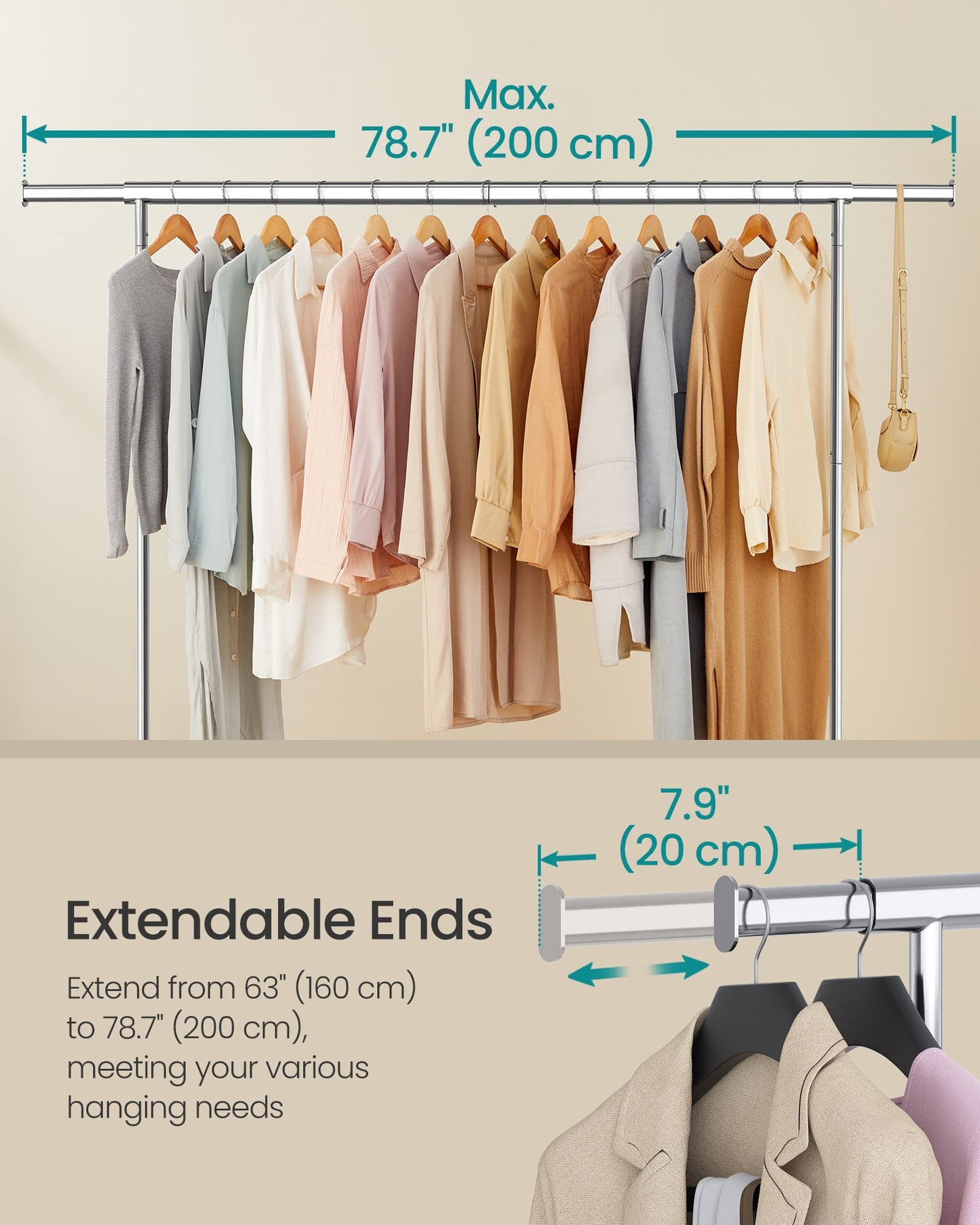 Heavy-Duty Garment Rack with Extendable Hanging Rod