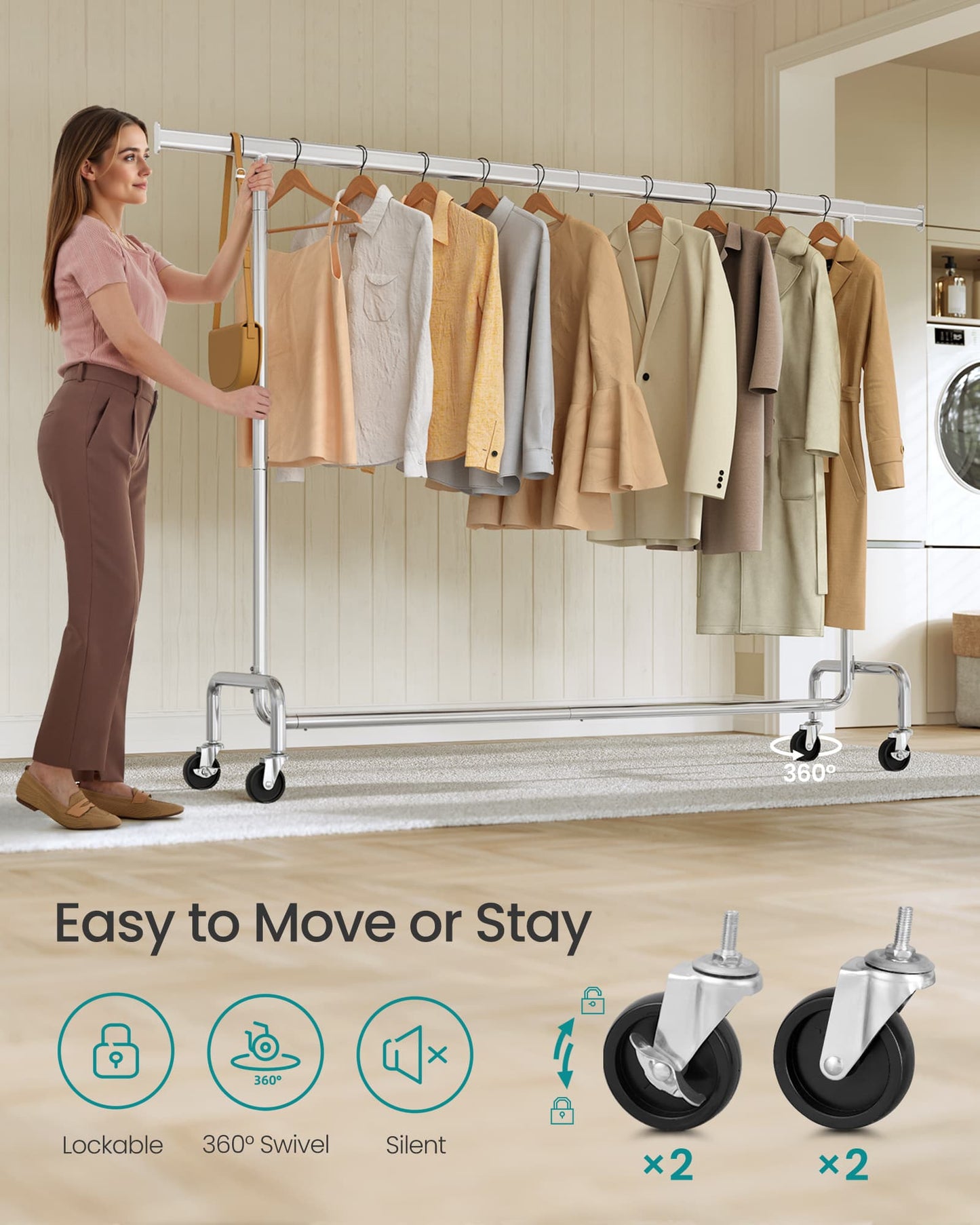 Heavy-Duty Garment Rack with Extendable Hanging Rod