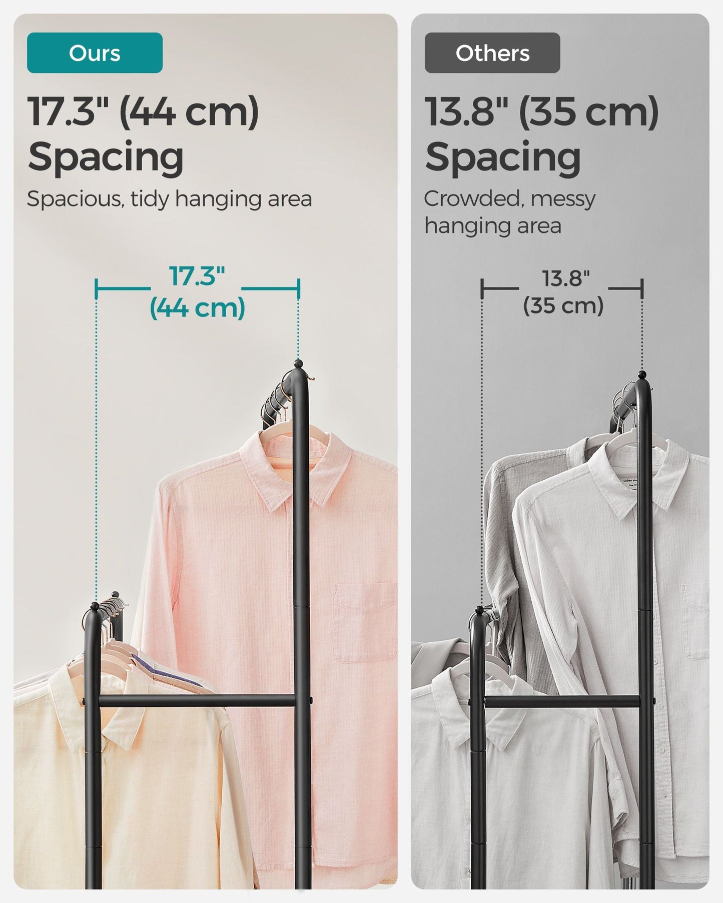 Double Rods Clothing Rack with Wheels