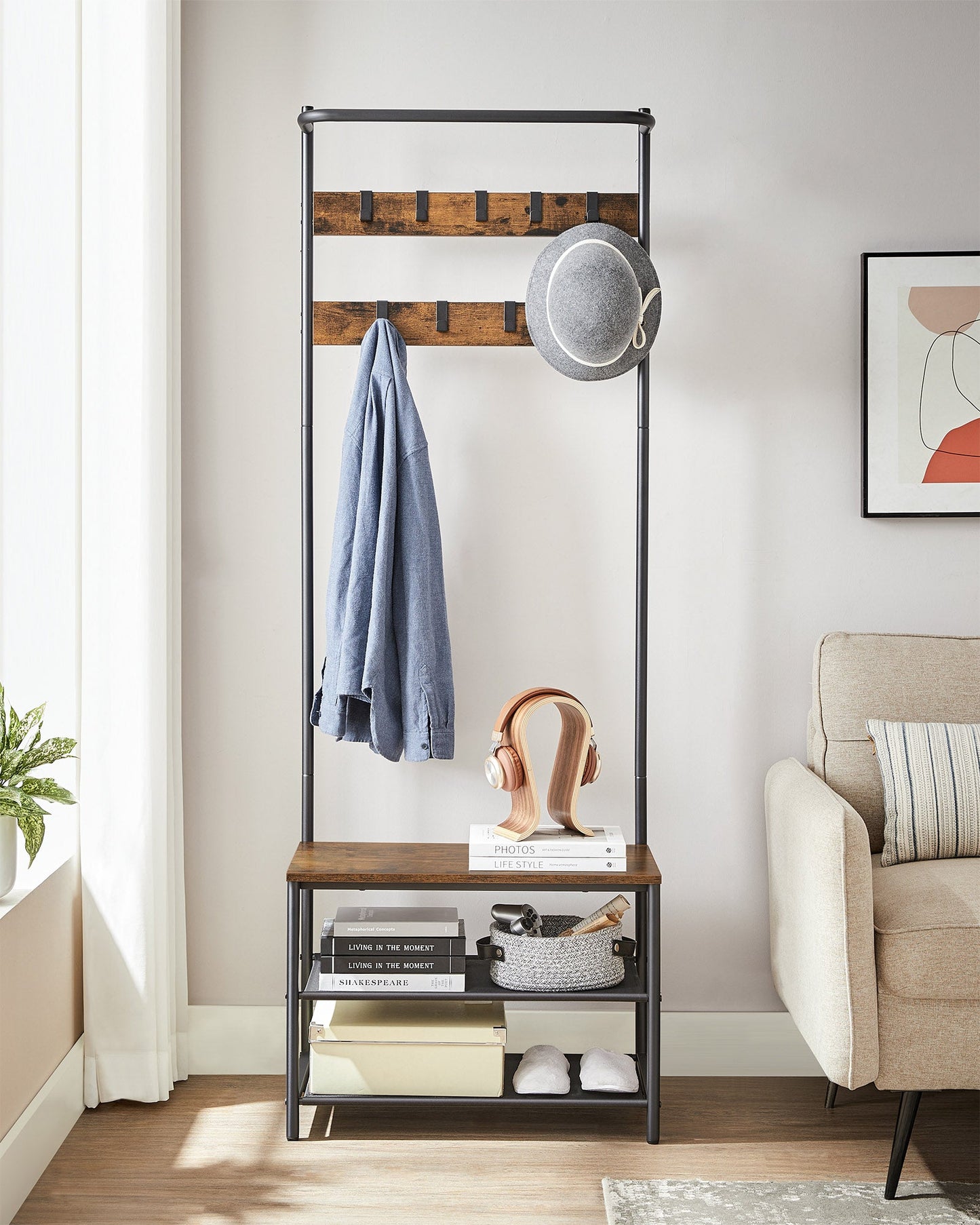 Hall Tree with Bench and Shoe Storage