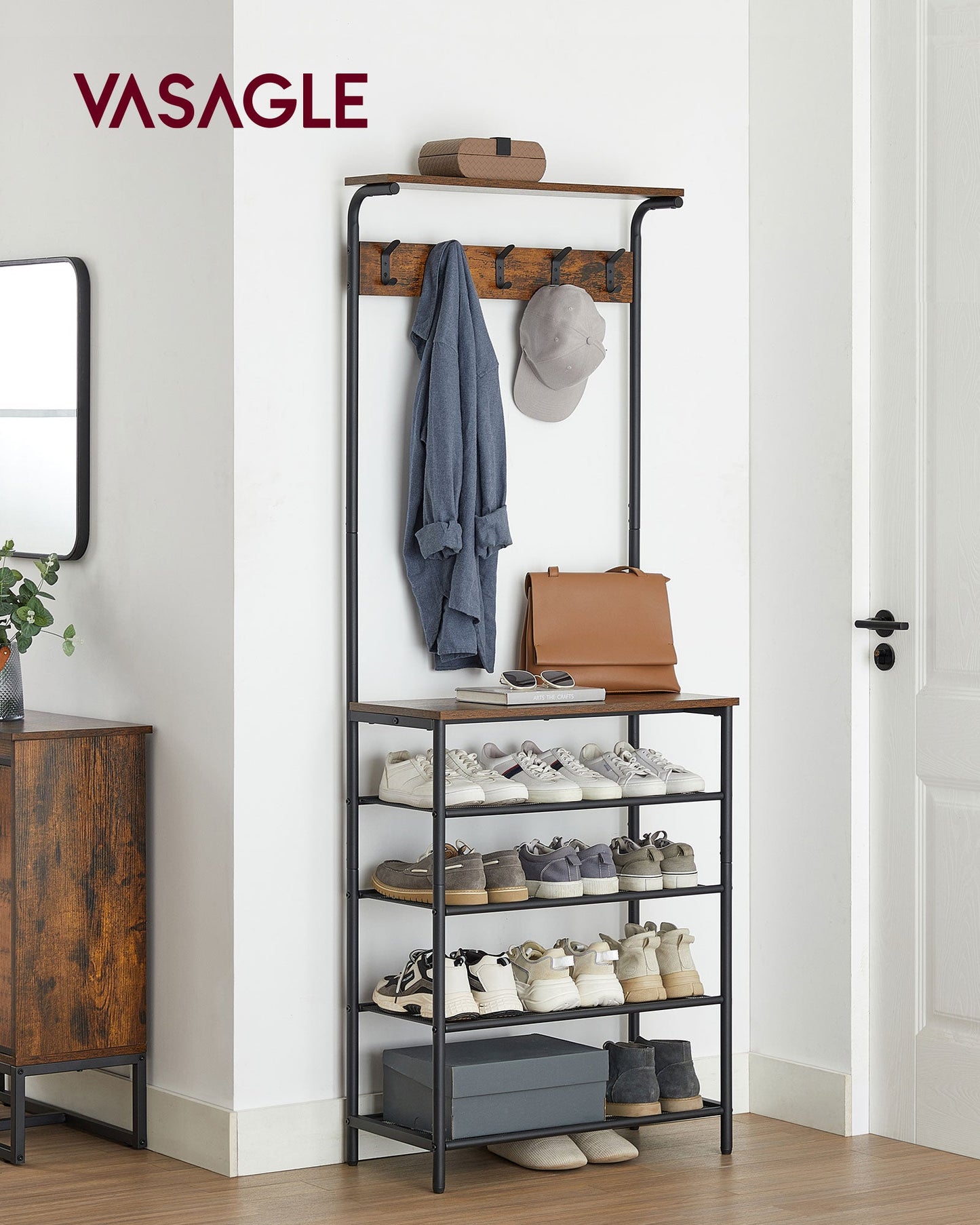 Hall Tree with Shoe Bench