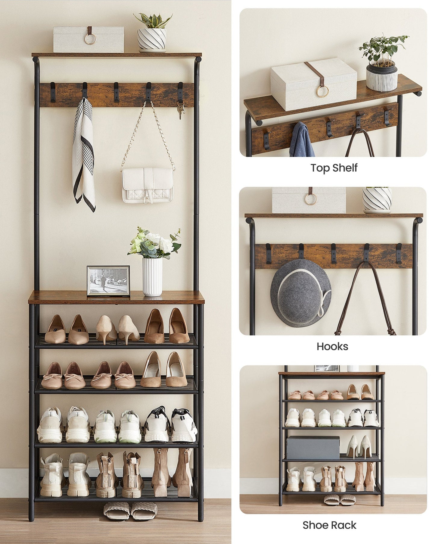 Hall Tree with Shoe Bench