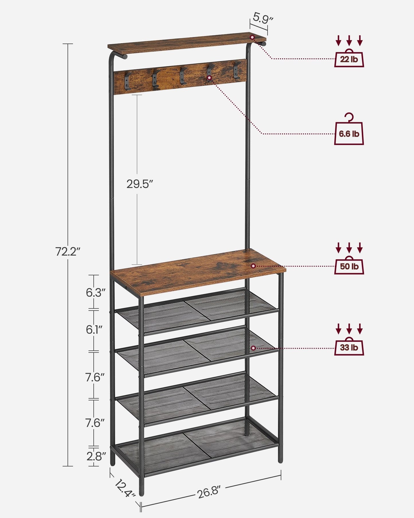 Hall Tree with Shoe Bench