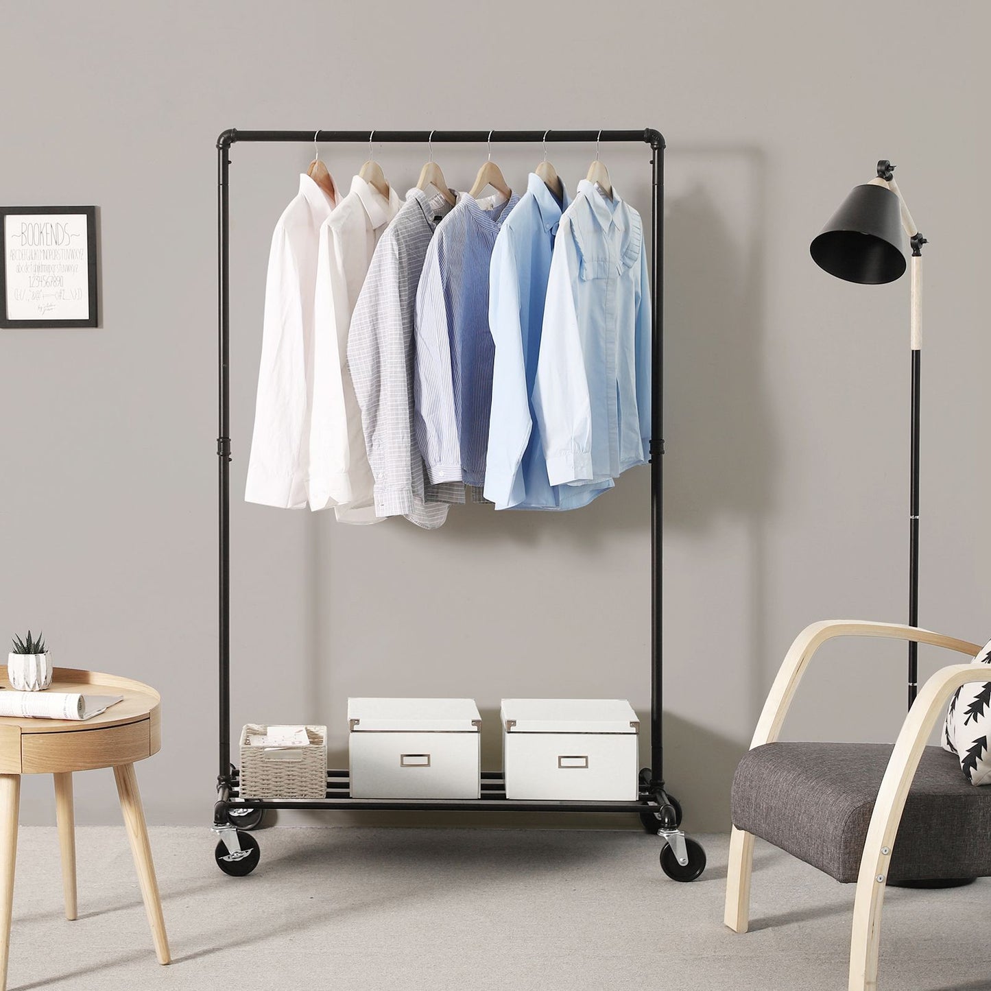 Heavy-Duty Clothes Rack with Storage Shelf