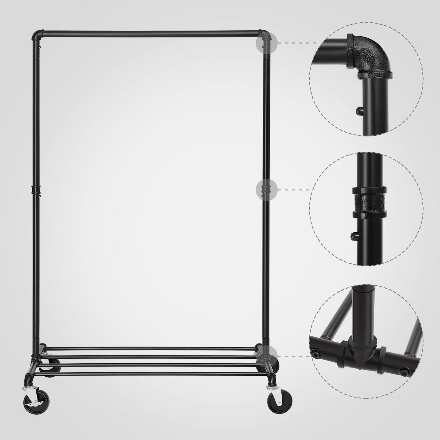 Heavy-Duty Clothes Rack with Storage Shelf