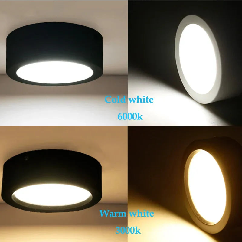 Ultra-Thin LED Downlight - Choose from 5W, 10W, 15W, or 20W - Surface Mounted Ceiling Lamps for Stylish Illumination