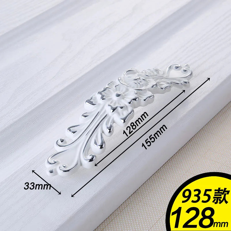 European Ivory White Cabinet Handle – Elegant Zinc Alloy Drawer Pulls for Dressers, Closets, and Cupboards (96mm)