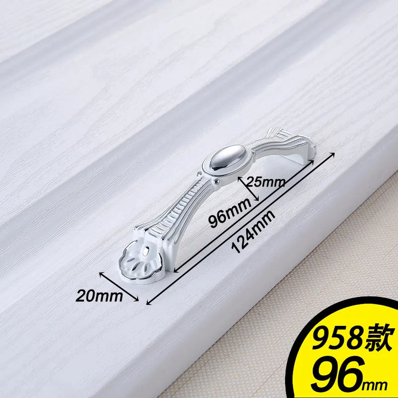 European Ivory White Cabinet Handle – Elegant Zinc Alloy Drawer Pulls for Dressers, Closets, and Cupboards (96mm)