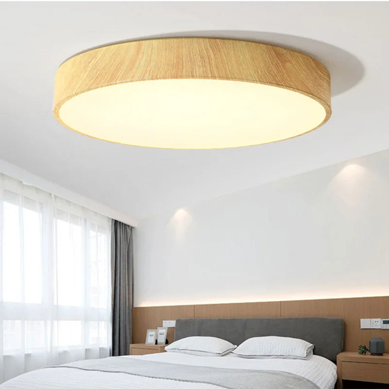 Ultra-Thin Wood Grain LED Ceiling Light - Modern Lighting Fixture