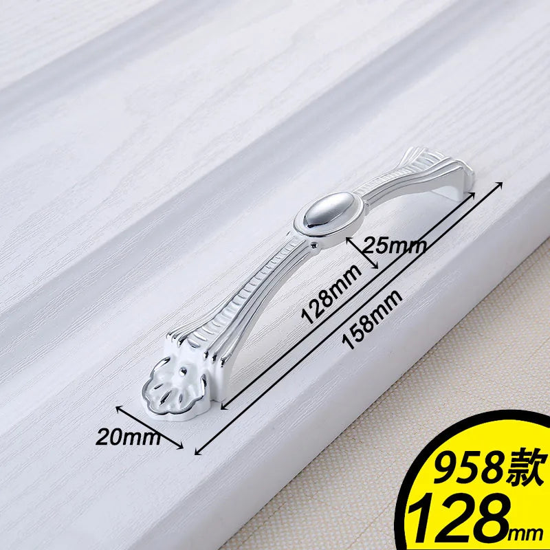 European Ivory White Cabinet Handle – Elegant Zinc Alloy Drawer Pulls for Dressers, Closets, and Cupboards (96mm)