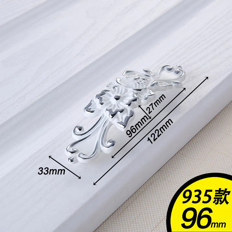 European Ivory White Cabinet Handle – Elegant Zinc Alloy Drawer Pulls for Dressers, Closets, and Cupboards (96mm)