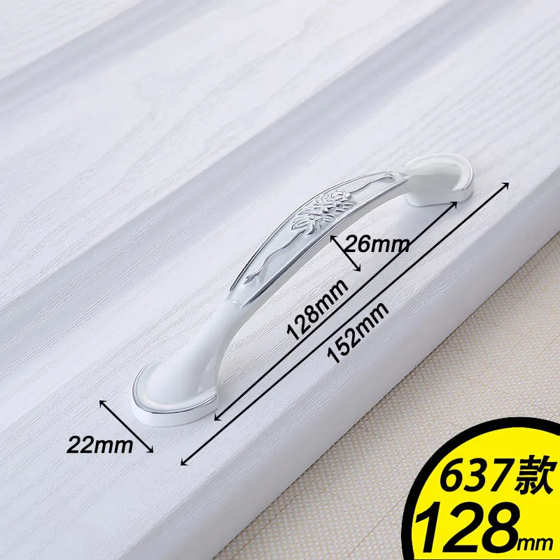 European Ivory White Cabinet Handle – Elegant Zinc Alloy Drawer Pulls for Dressers, Closets, and Cupboards (96mm)