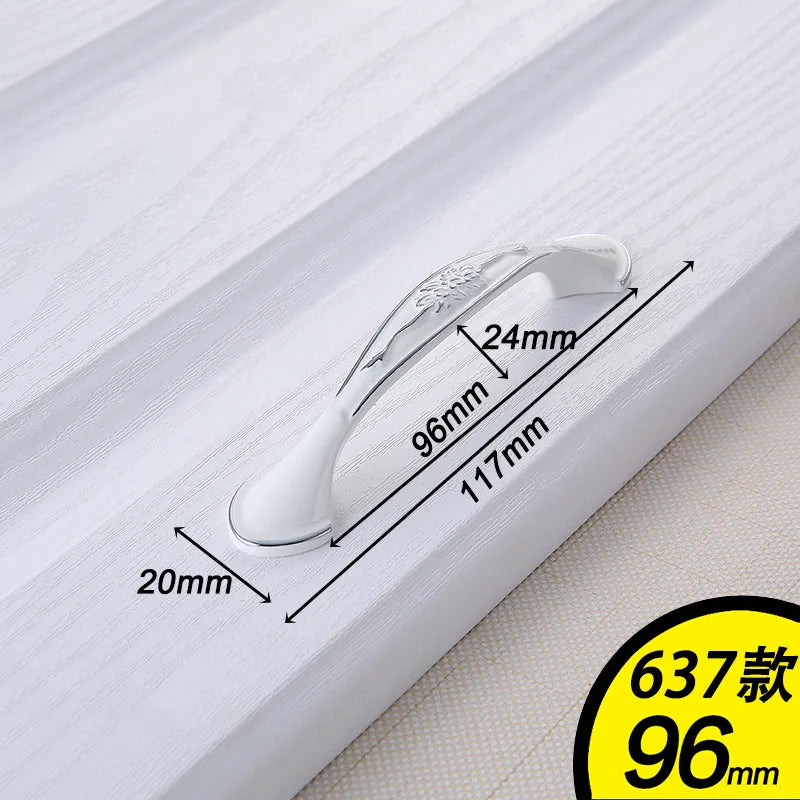 European Ivory White Cabinet Handle – Elegant Zinc Alloy Drawer Pulls for Dressers, Closets, and Cupboards (96mm)