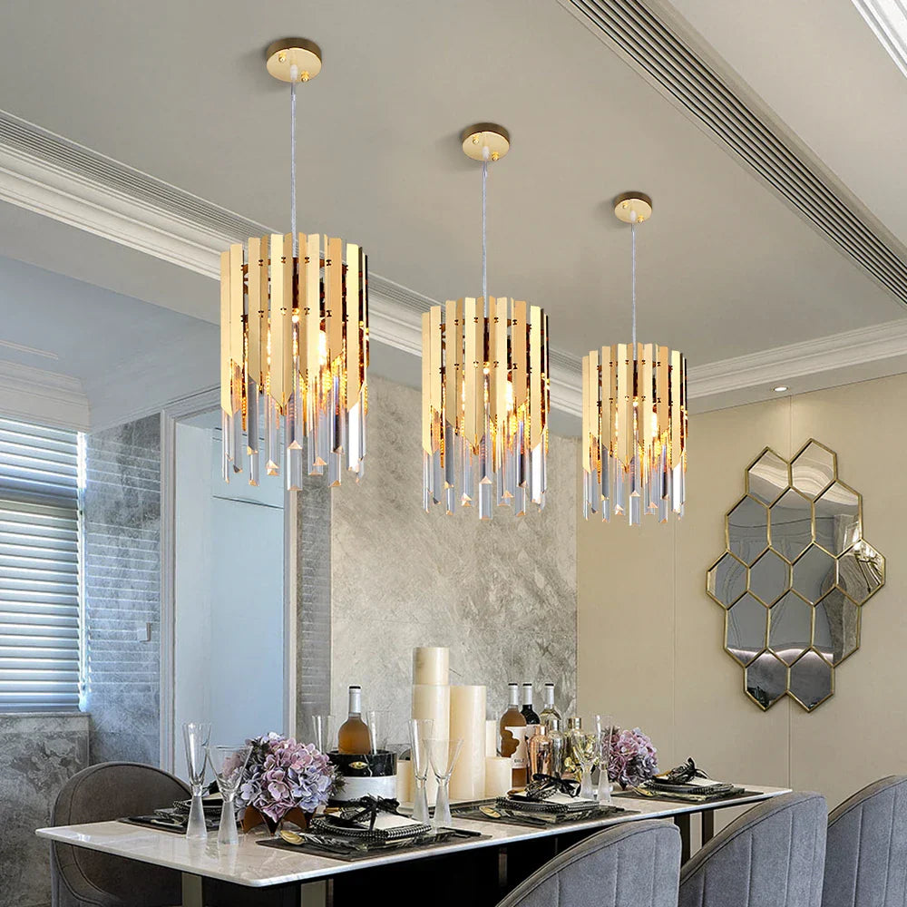 Round Gold K9 Crystal LED Chandelier for Living Spaces - Dining, Bedroom, and More