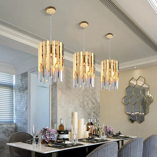 Round Gold K9 Crystal LED Chandelier for Living Spaces - Dining, Bedroom, and More