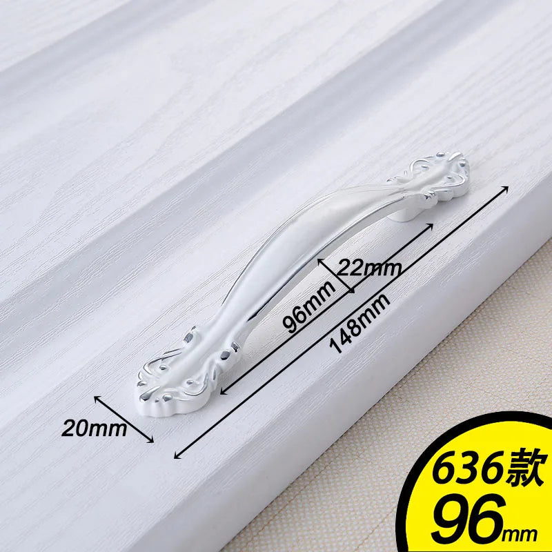 European Ivory White Cabinet Handle – Elegant Zinc Alloy Drawer Pulls for Dressers, Closets, and Cupboards (96mm)