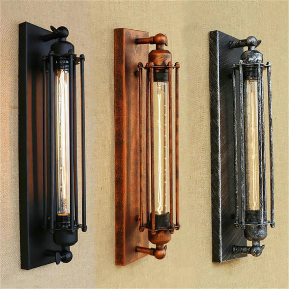 Vintage Black Rustic Wall Light with Edison Filament Bulb - Perfect for Stair, Kitchen, and Wall Sconce Lighting