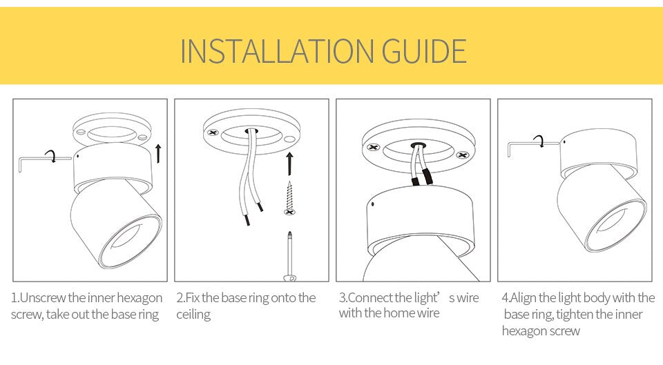 Lily's LED Ceiling Light Surface Mounted with 360° Round Curve Rotation