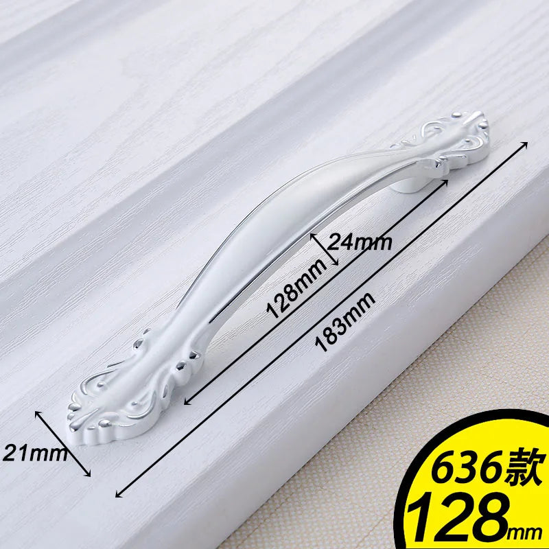 European Ivory White Cabinet Handle – Elegant Zinc Alloy Drawer Pulls for Dressers, Closets, and Cupboards (96mm)