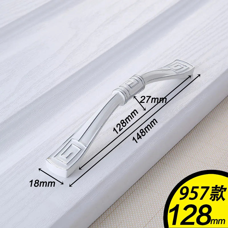 European Ivory White Cabinet Handle – Elegant Zinc Alloy Drawer Pulls for Dressers, Closets, and Cupboards (96mm)