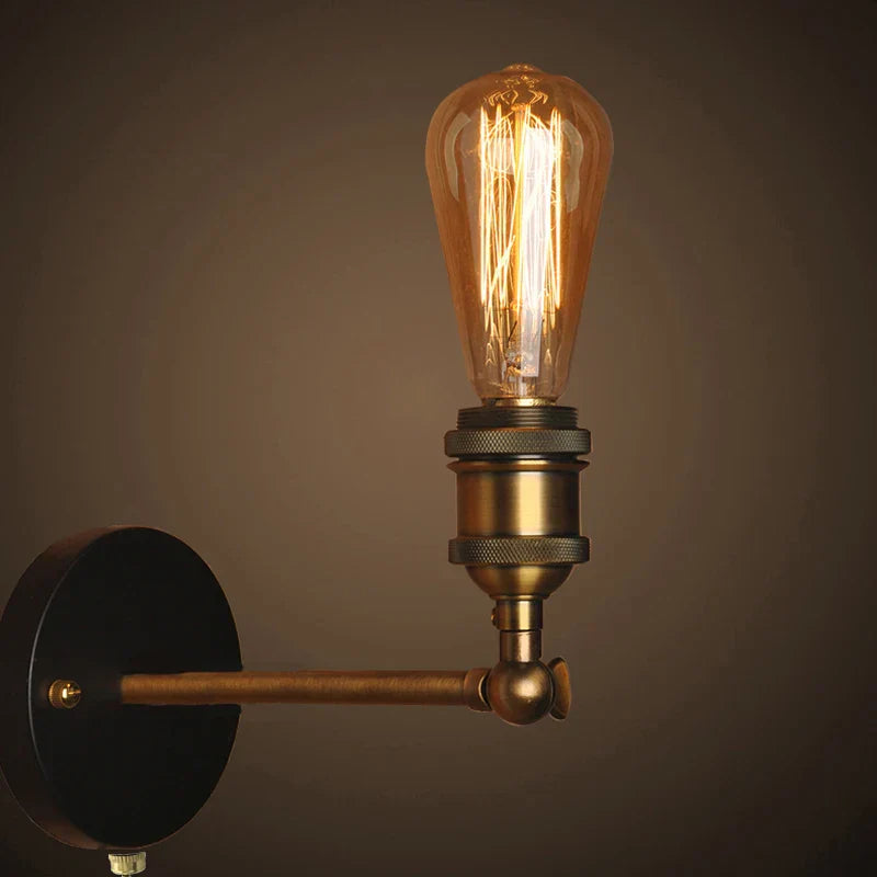 Adjustable Industrial Metal Wall Lamp - Vintage Lighting with Pull Chain Switch