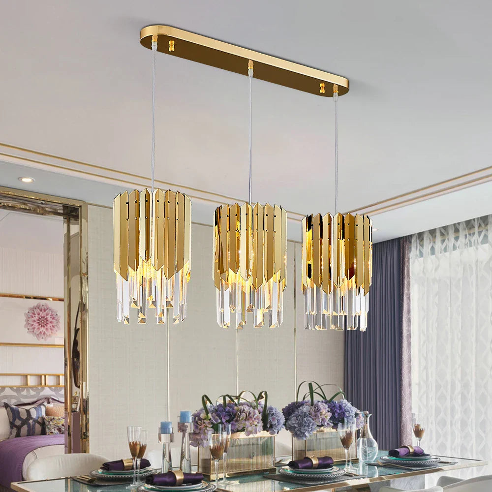 Round Gold K9 Crystal LED Chandelier for Living Spaces - Dining, Bedroom, and More