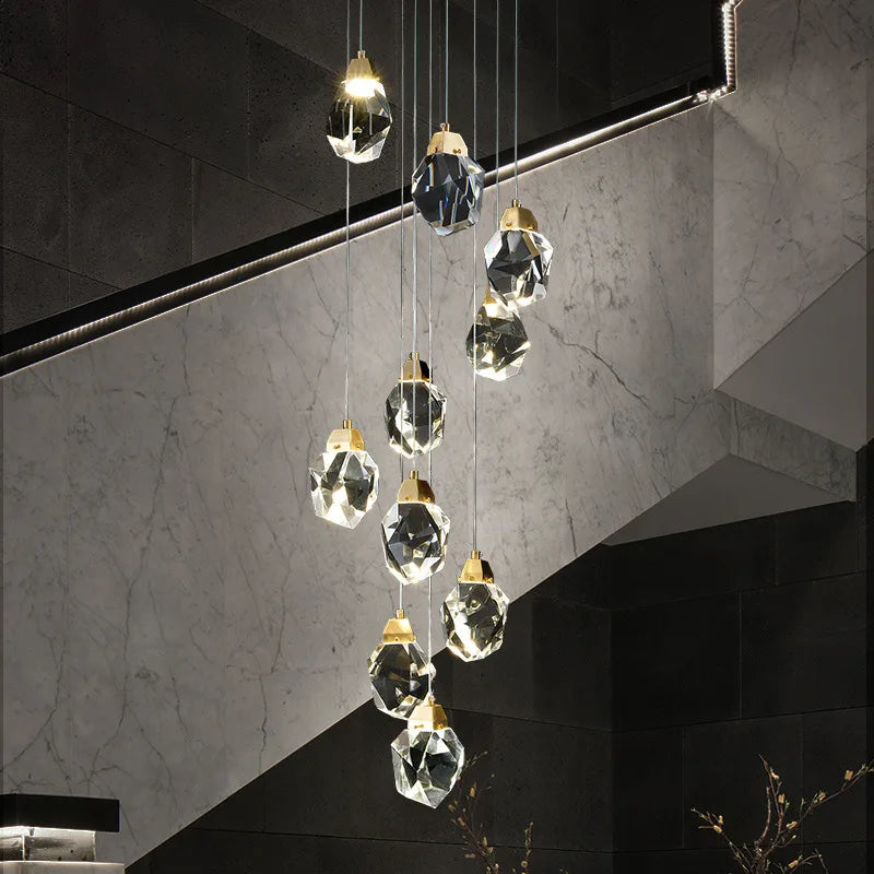 Elegant Light Luxury Crystal Chandelier - Perfect for Staircases, Living Rooms, Duplexes, Villas, and Middle Building Spaces