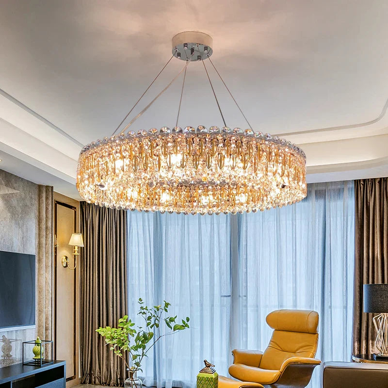 New Light Luxury K9 Crystal Chandelier - Chrome Elegance for Living, Dining, and Bedrooms