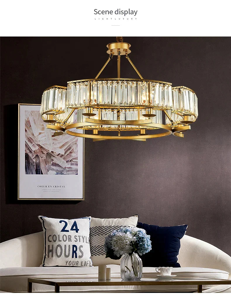Zoe's K9 Crystal Modern Glass Chandelier - Copper Luxury Hanging Lamp