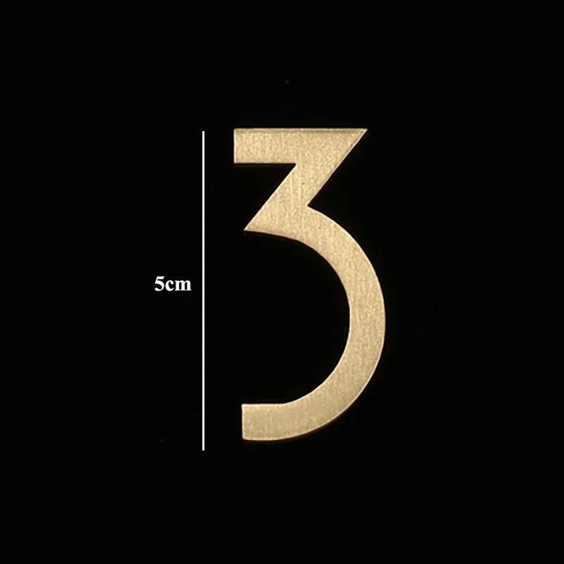 Golden Brass Door Numbers – Custom Decorative Wall Figures for Villas, Hotels, and Dormitories (5cm/7cm)