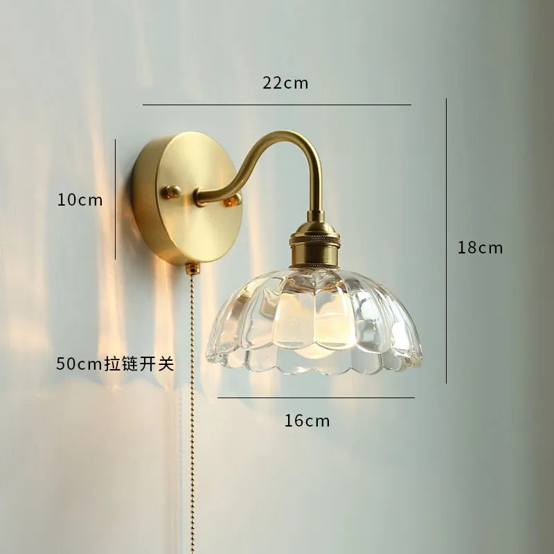 Modern Ceramic Wall Lamp with Pull Chain Switch - Stylish Lighting for Bathrooms, Mirrors, and Stairways
