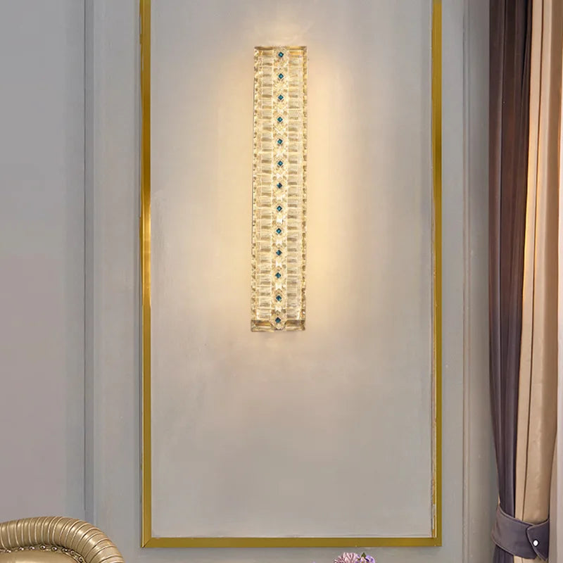 Emma's - Crystal Wall Lamp Light Luxury Strip Decoration TV Drama Background  Lamp Living Room Bedroom Bedside Corridor Aisle  Lamp