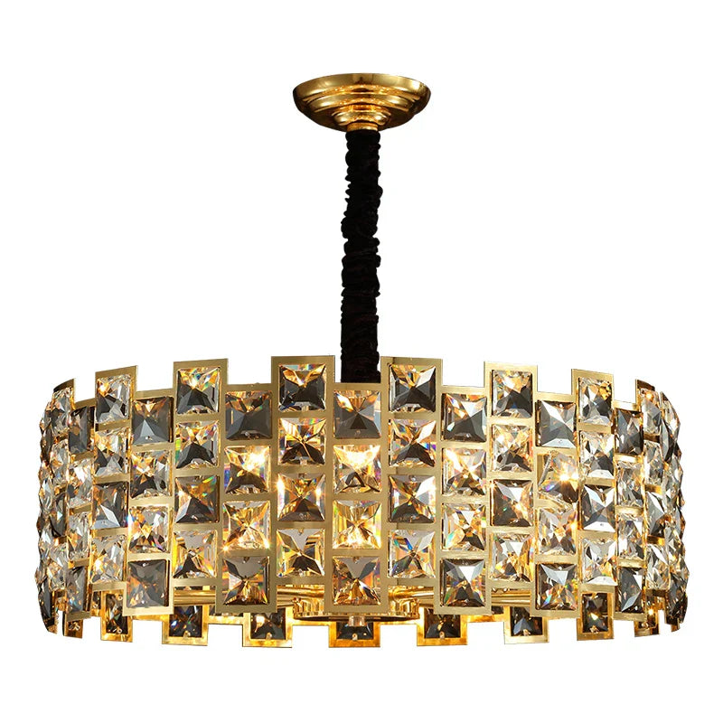 Nordic Golden Modern LED Ceiling chandelier Dining Room Decoration Lamp Square, Round Crystal Lamp