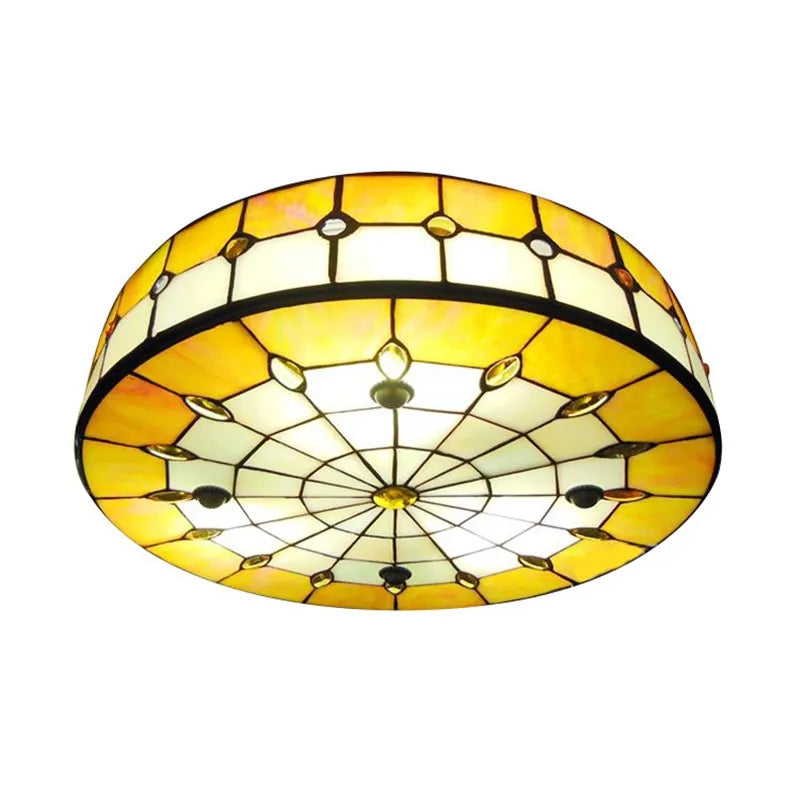 Vintage Mediterranean Tiffany Stained Glass Ceiling Lights - Elegance for Living, Dining, and Bedrooms