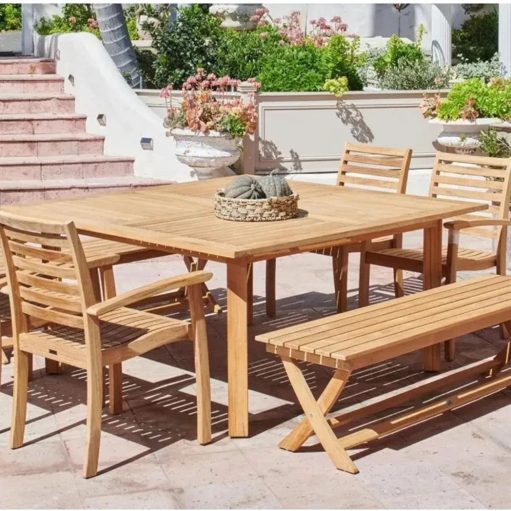 Hamilton Teak Square Outdoor Dining Table with Umbrella Hole