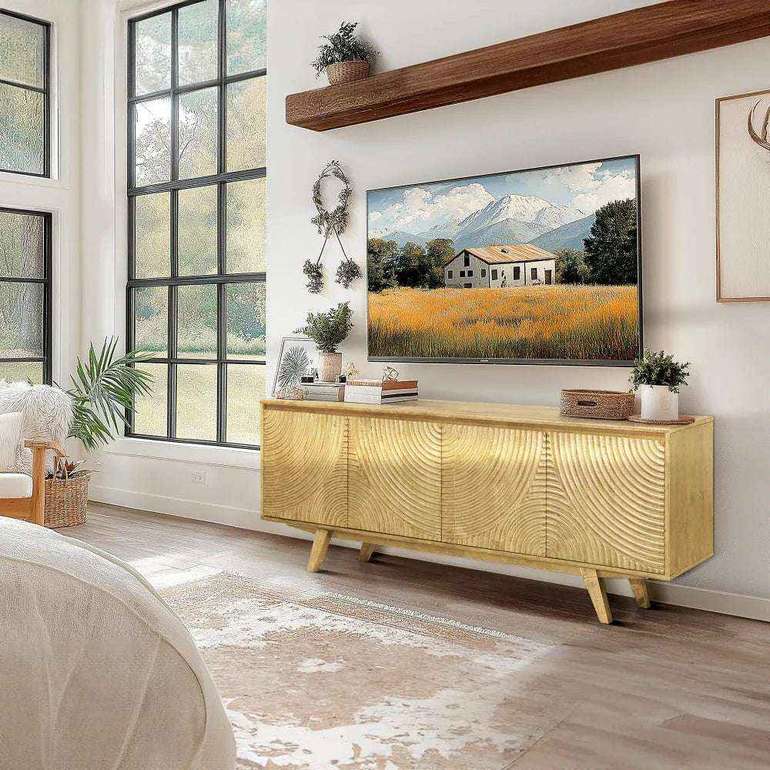 Acacia Harmony TV Stand with Storage for TVs up to 80 Inches