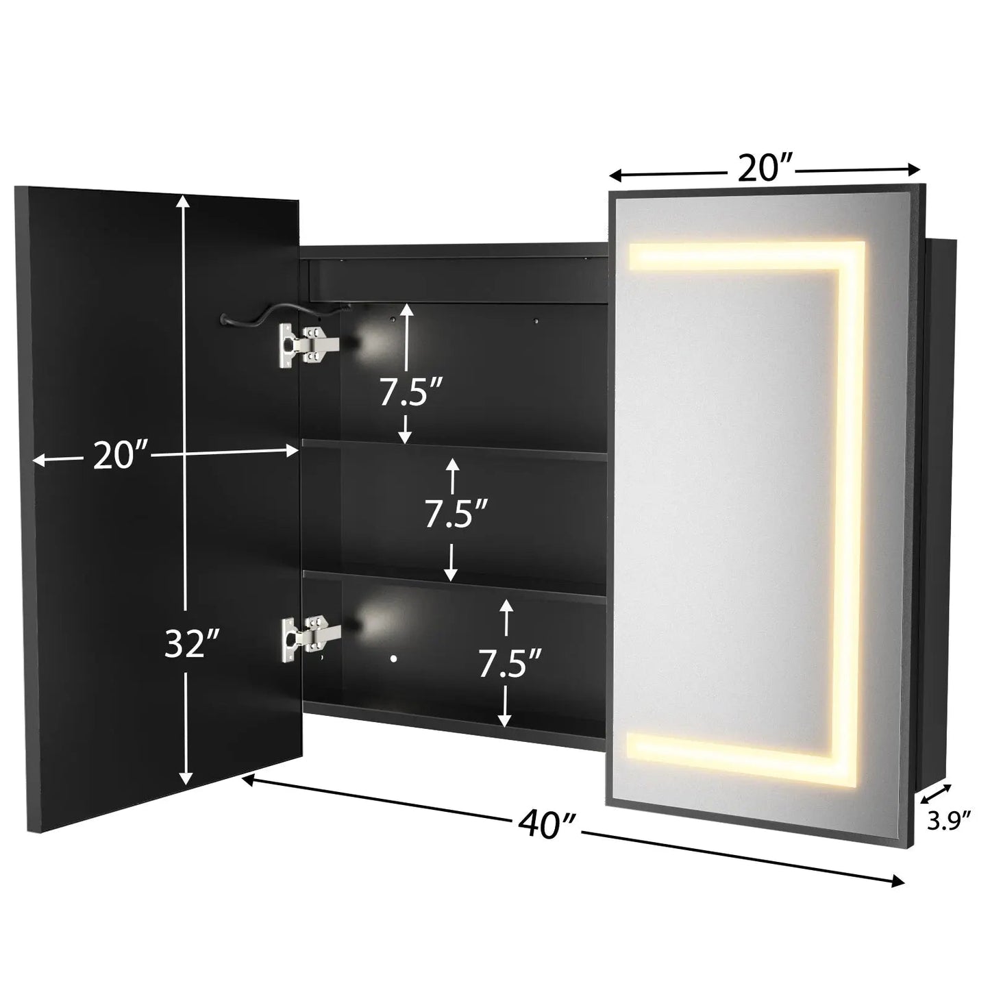 Hausvita Framed Recessed LED Light Bathroom Medicine Cabinet -medium