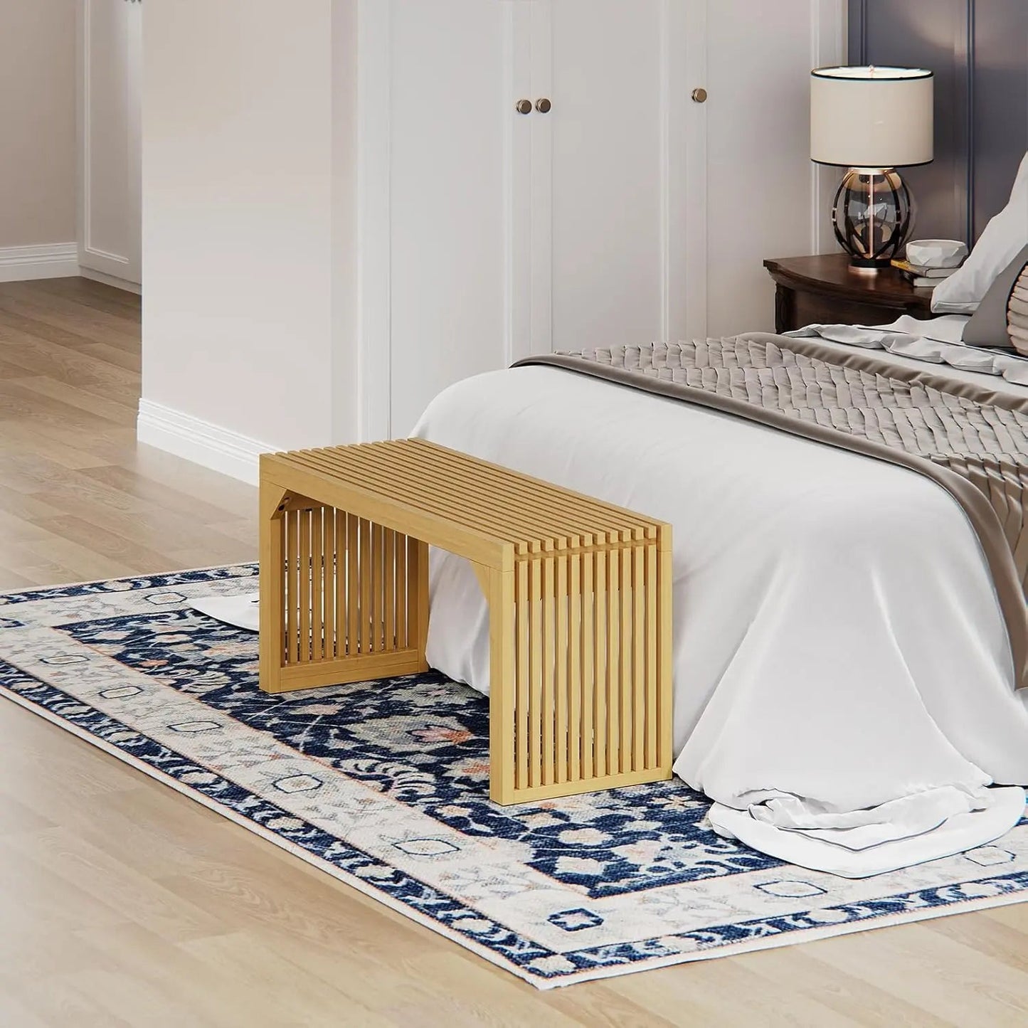 Hausvita HiKingQueens 35" Dining Bench, Indoor Wood Bench for Entryway,Living Room,Kitchen and Bedroom (Nature, Long Bench)