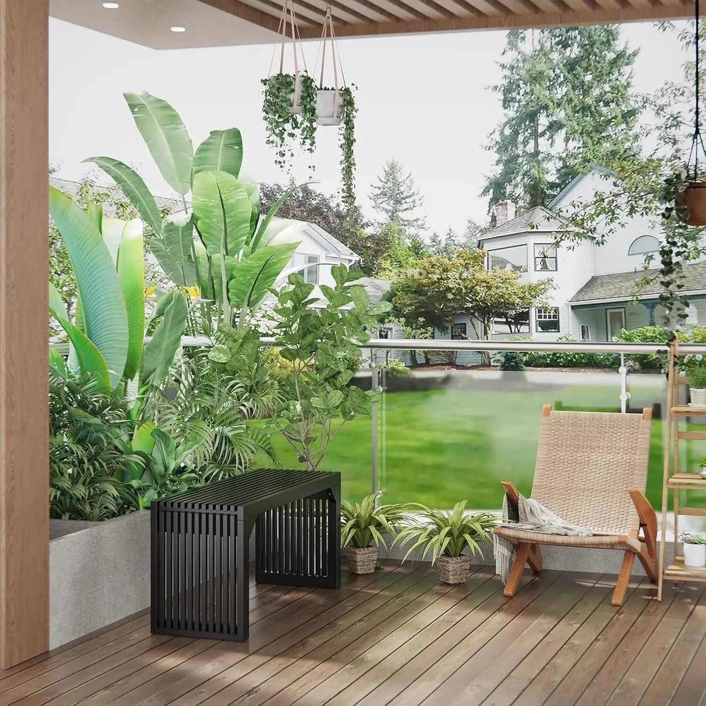 Hausvita HiKingQueens 35" Dining Bench, Indoor Wood Bench for Entryway,Living Room,Kitchen and Bedroom (Nature, Long Bench)