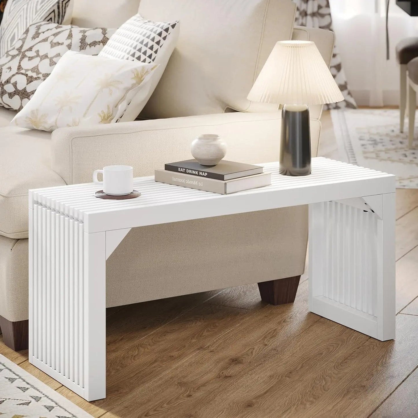 Hausvita HiKingQueens 35" Dining Bench, Indoor Wood Bench for Entryway,Living Room,Kitchen and Bedroom (Nature, Long Bench)