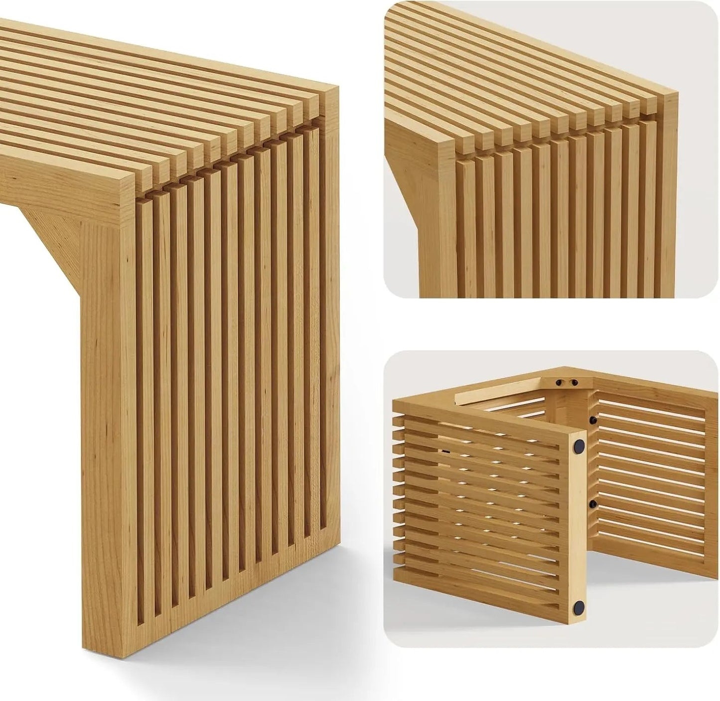 Hausvita HiKingQueens 35" Dining Bench, Indoor Wood Bench for Entryway,Living Room,Kitchen and Bedroom (Nature, Long Bench)