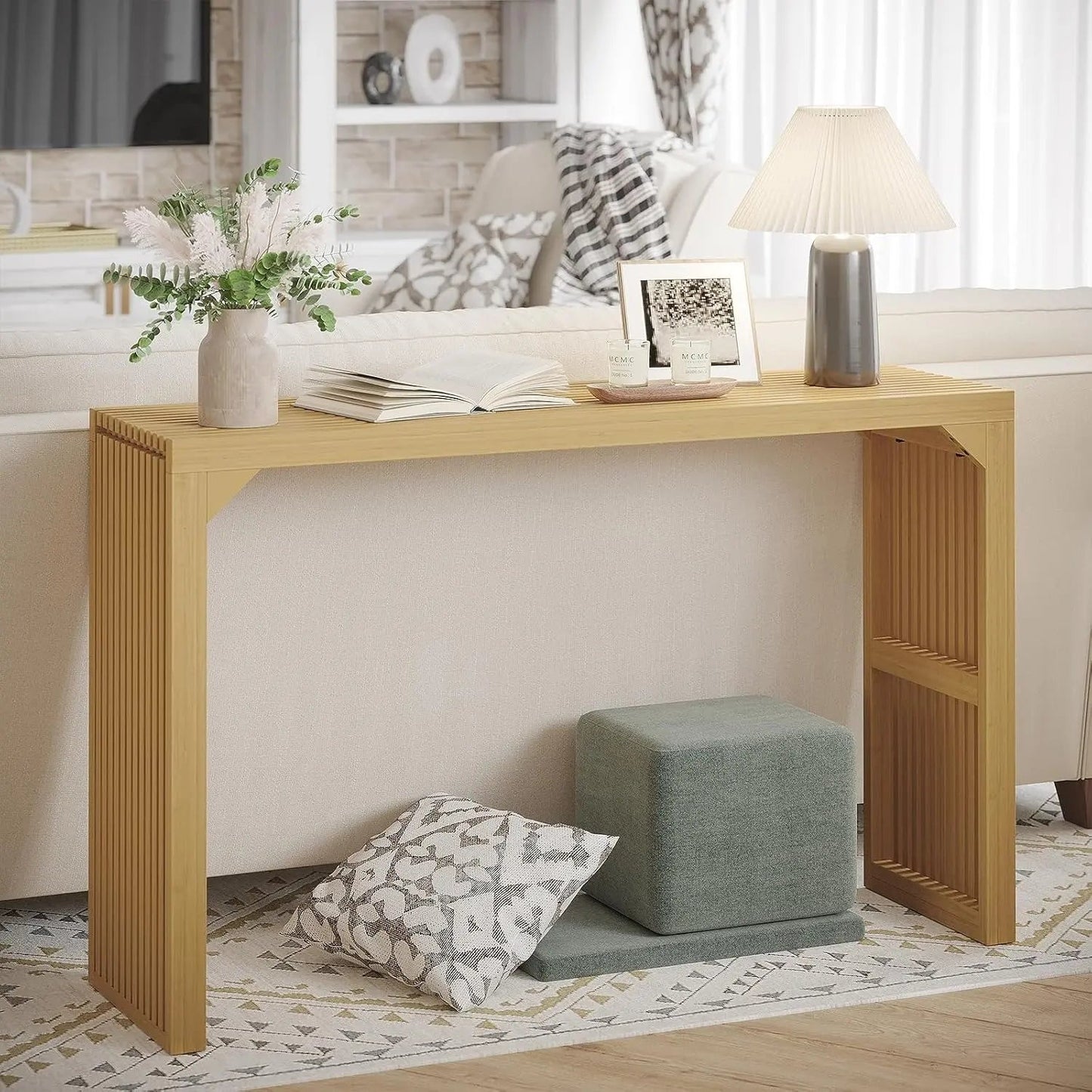 Hausvita HiKingQueens 35" Dining Bench, Indoor Wood Bench for Entryway,Living Room,Kitchen and Bedroom (Nature, Long Bench)