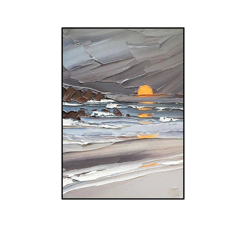 Gray yellow Oil Painting On Canvas Handmade Abstract Landscape Thick Oil Wall Art Hand Painted Large Sized Decoration Paintings