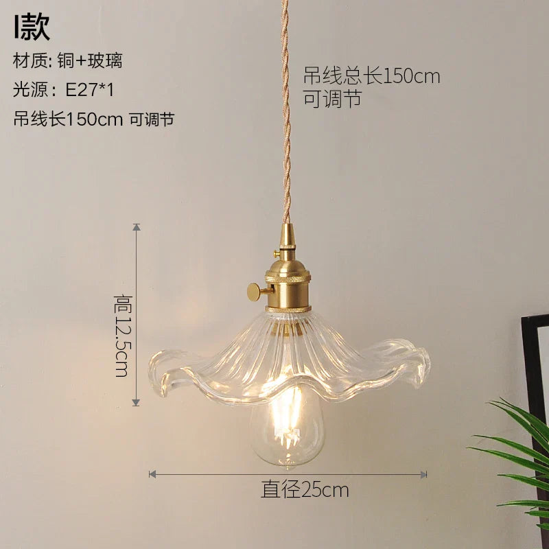 Nordic Style Copper Pendant Light Fixtures - Modern Glass Hanging Lamp for Kitchen, Dining, and Living Spaces