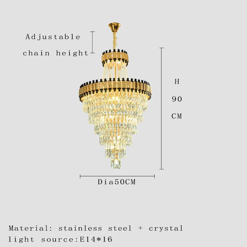 Duplex Building Chandelier - Post-Modern Light Luxury Crystal Elegance for Villas, Living Rooms, and Staircase Illumination