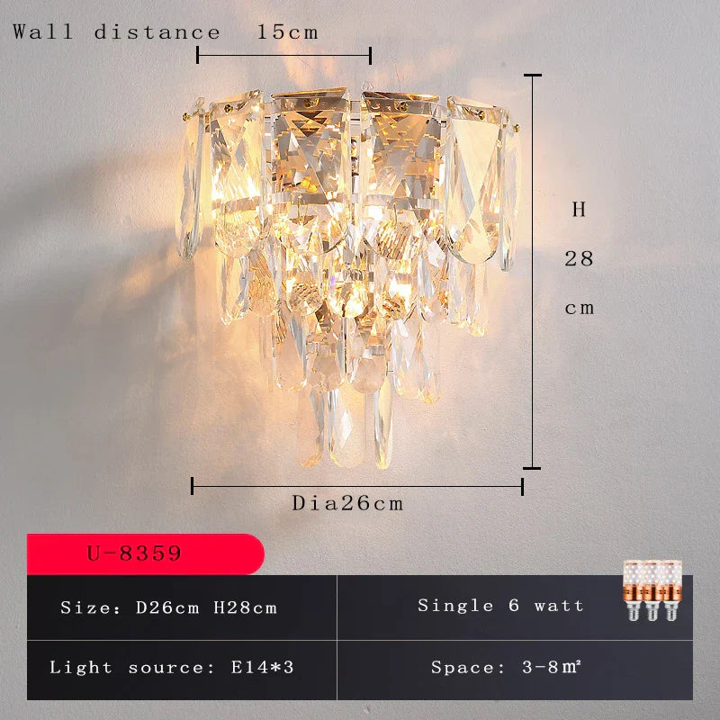 Luisa's Light Luxury Crystal Wall Lamp - Elevate Your Living Spaces with Modern Elegance