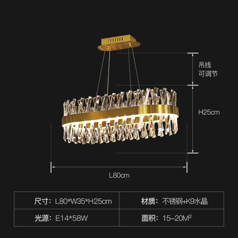 Luxury Crystal LED Chandelier - High-Quality K9 Ceiling Lighting Fixture for Elegant Living Rooms and Dining Spaces